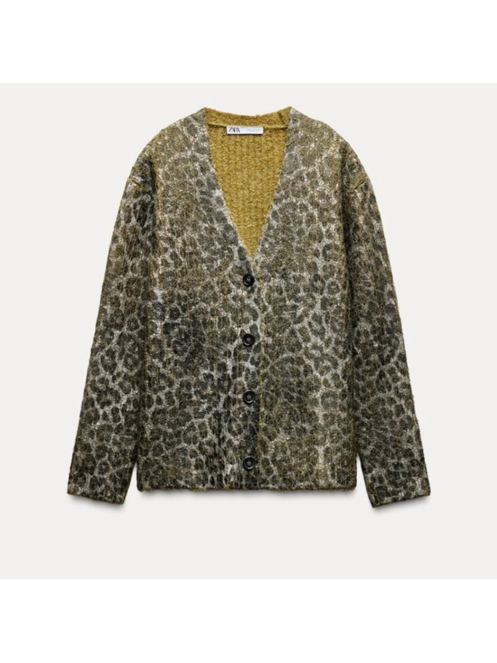 ZARA Coated Animal Print Finish Cardigan Size Small